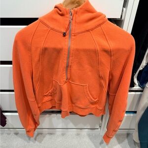 Lululemon Athletica Vibrant Orange Half Zip Scuba Hoodie